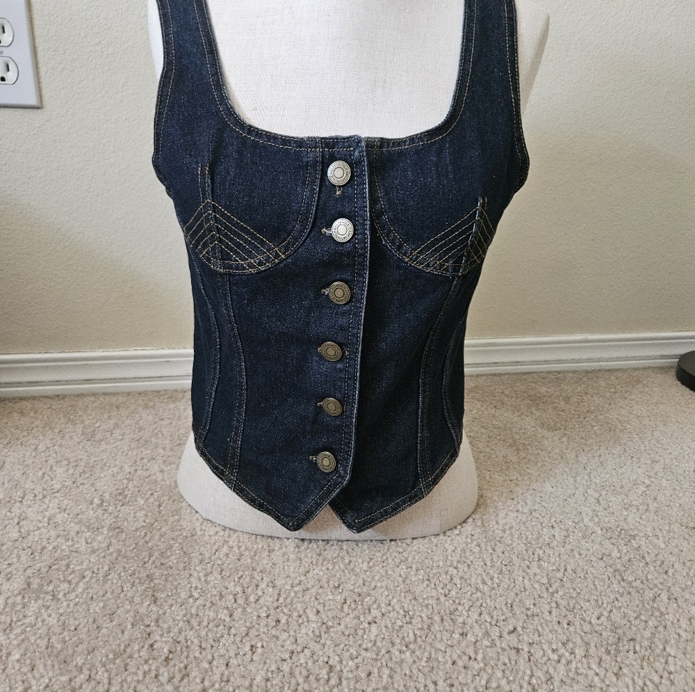 Denim Button-Up Tank Small - Picture 2 of 7
